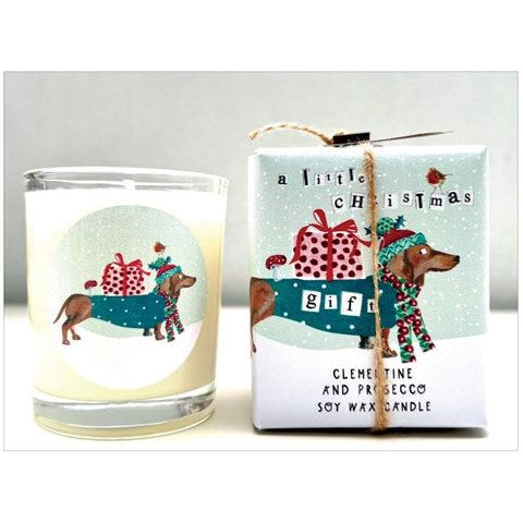 'Christmas Gift' Sausage Dog Clementine & Prosecco Scented Candle