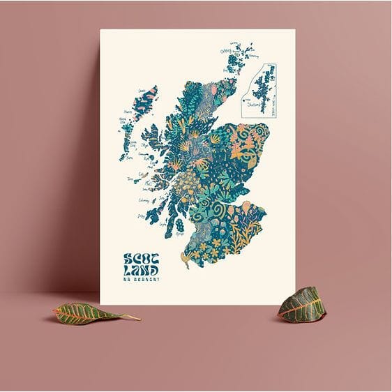 Alice Brown Scotland Map Print - Blue