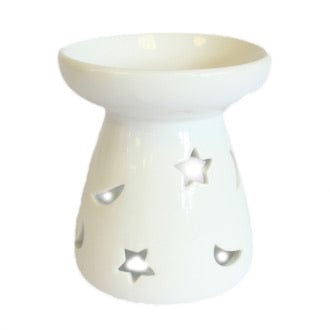 Ancient Wisdom White Moon and Stars Ceramic Oil Burner