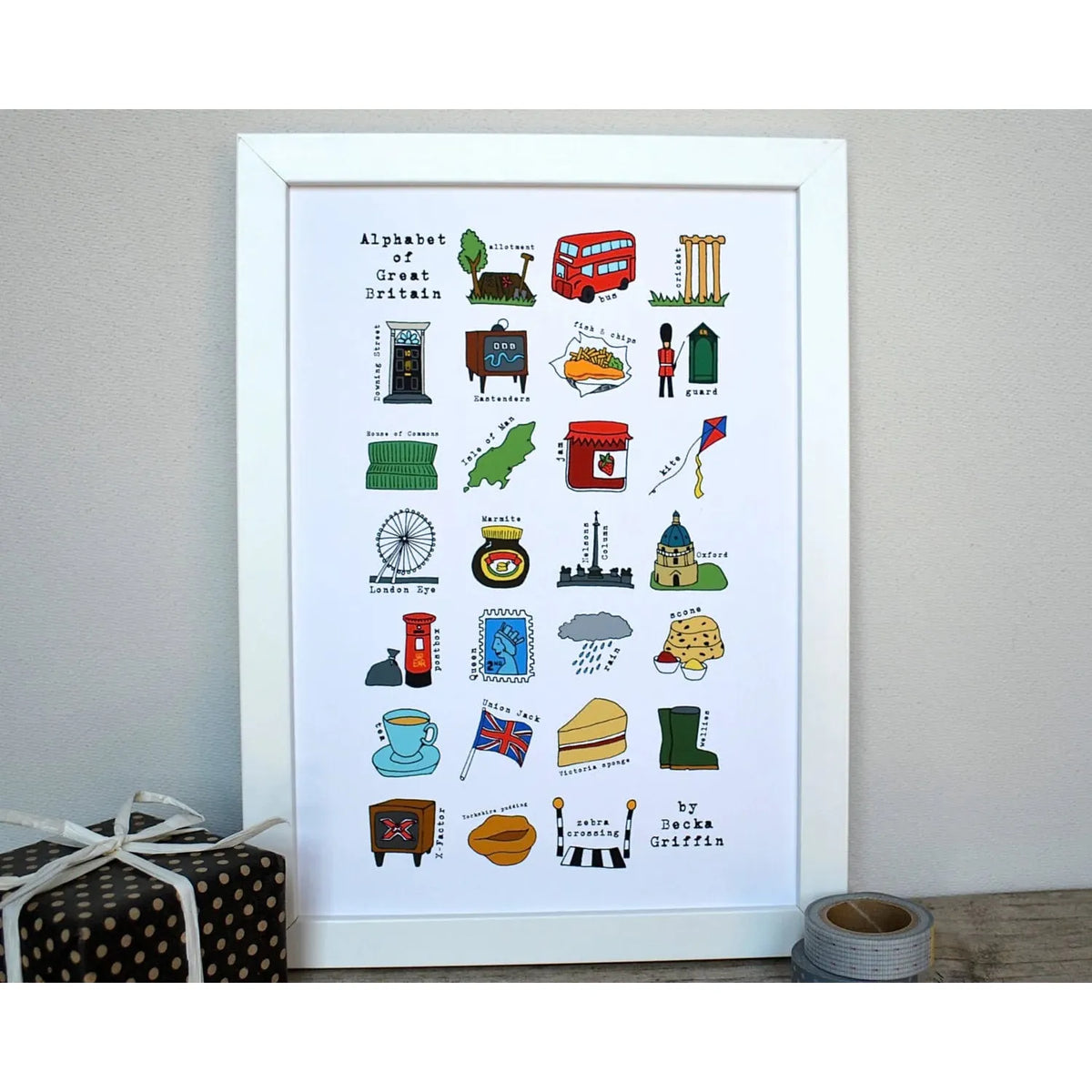 Becka Griffin Great Britain Alphabet Art Print