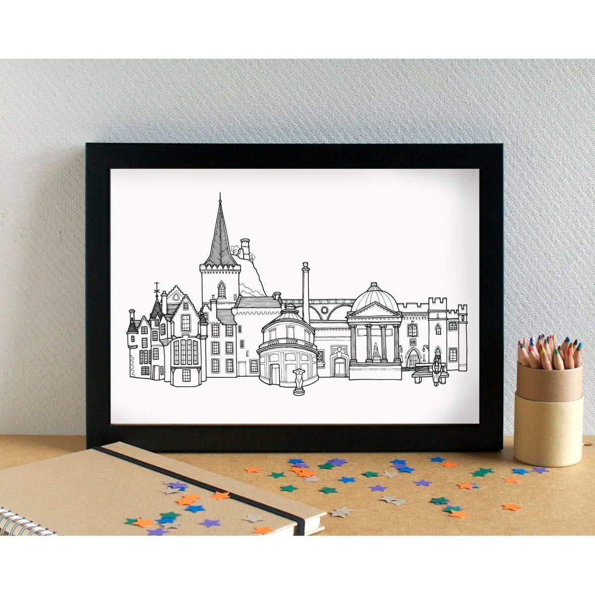 Becka Griffin Perth Skyline Landmarks Art Print