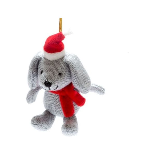 Best Years Ltd Knitted Grey Bunny Christmas Decoration