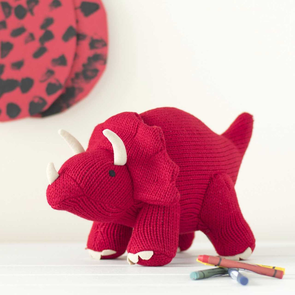 Best Years Ltd Large Triceratops Knitted Dinosaur Toy