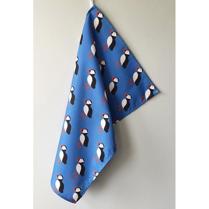 Blue Ranchu Puffin Tea Towel