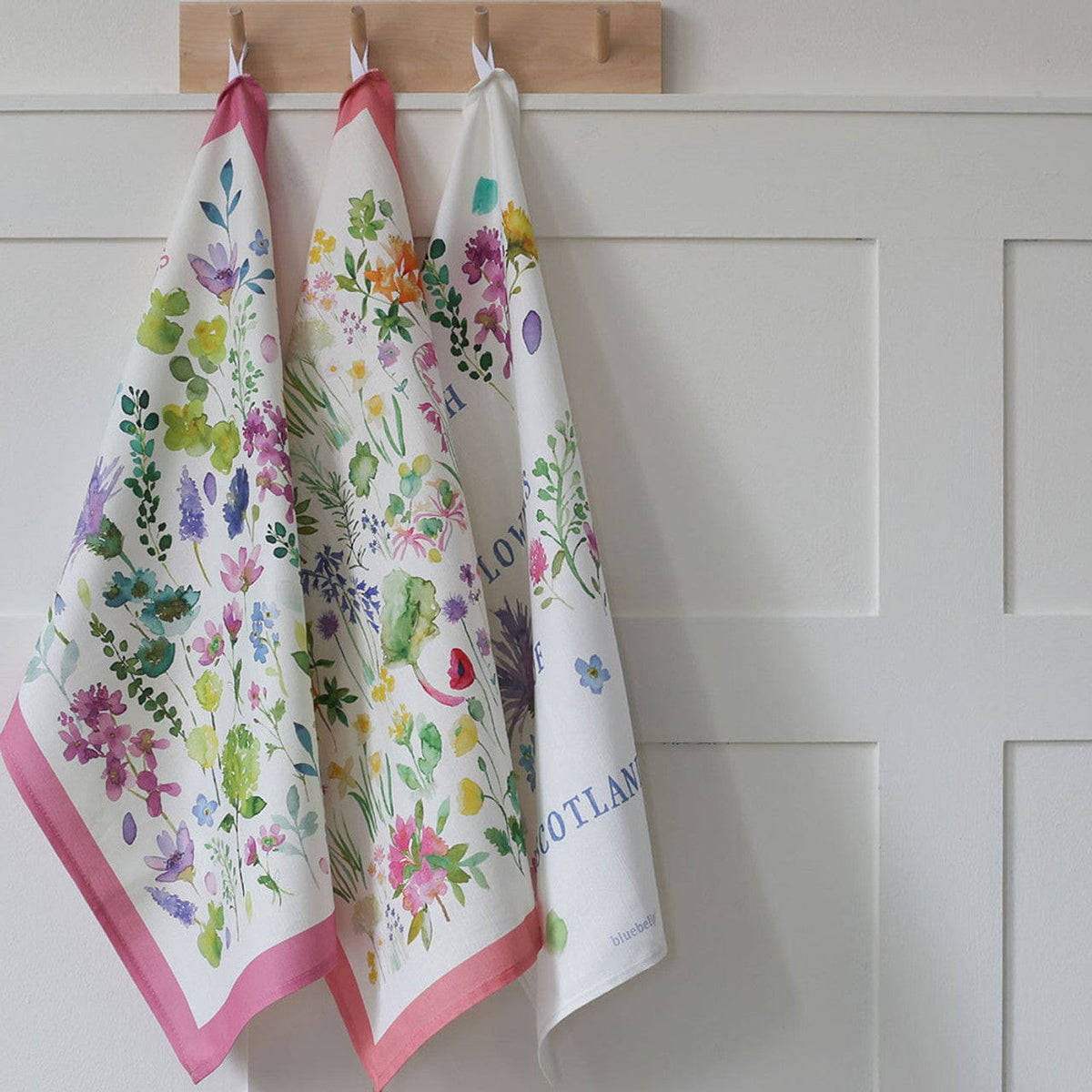 Bluebellgray Oh Flowers of Scotland Glasgow Tea Towel - Coral