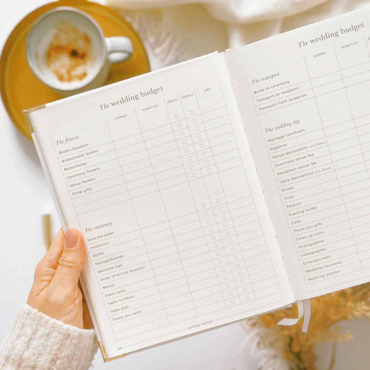 Blush And Gold NEW - Luxury Wedding Planner Book - White with Gold Foiling and Gilded Edges