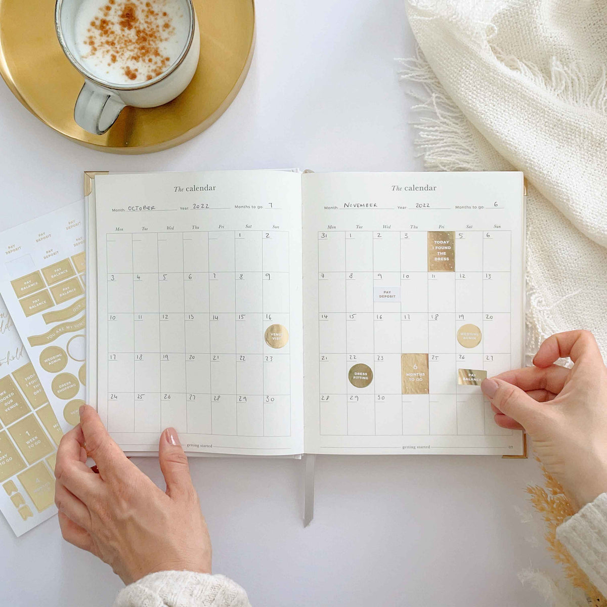 Blush And Gold NEW - Luxury Wedding Planner Book - White with Gold Foiling and Gilded Edges