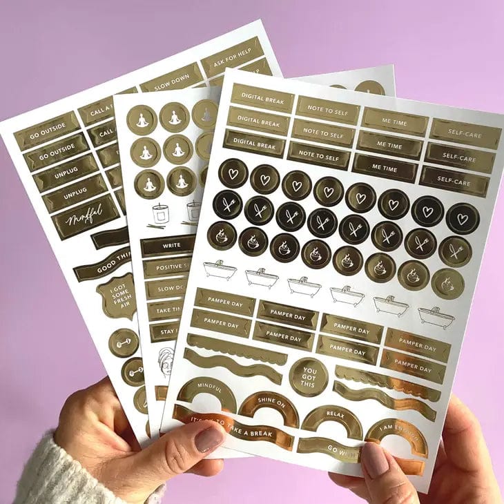 Blush And Gold Self-Care Sticker Pack (3 sheets)