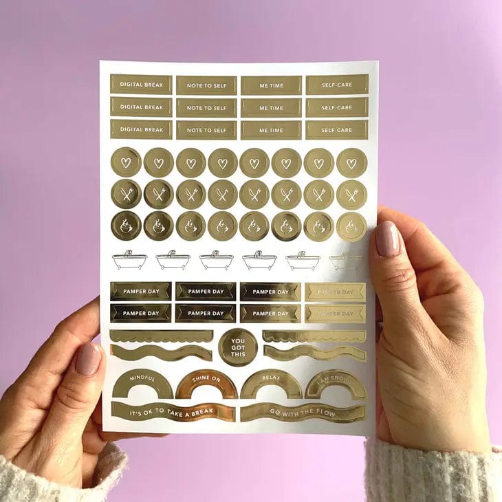 Blush And Gold Self-Care Sticker Pack (3 sheets)