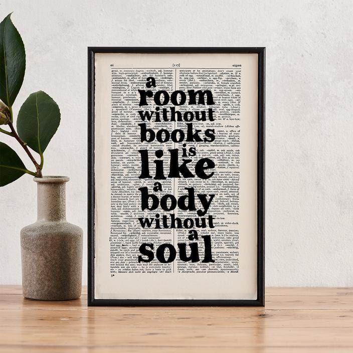 Bookishly 'A room without books' Framed Book Page Print