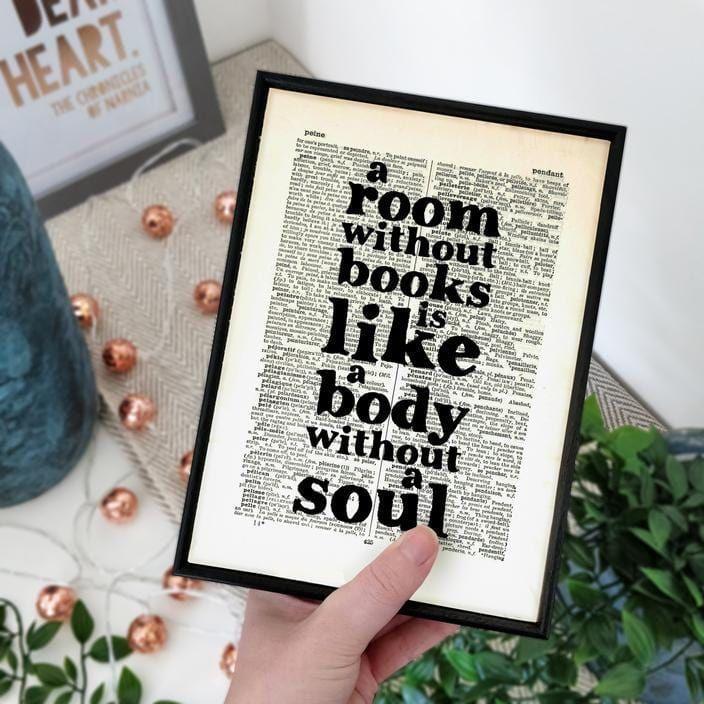 Bookishly 'A room without books' Framed Book Page Print