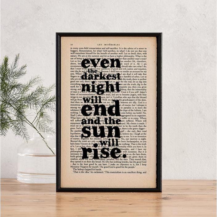 Bookishly Les Misérables 'The Sun Will Rise' Framed Book Page Print