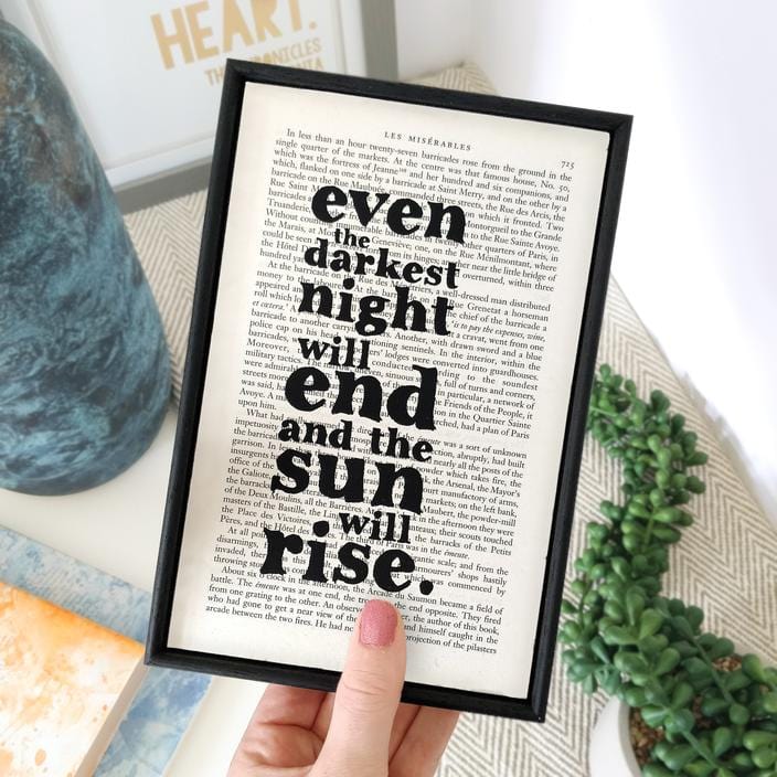 Bookishly Les Misérables 'The Sun Will Rise' Framed Book Page Print