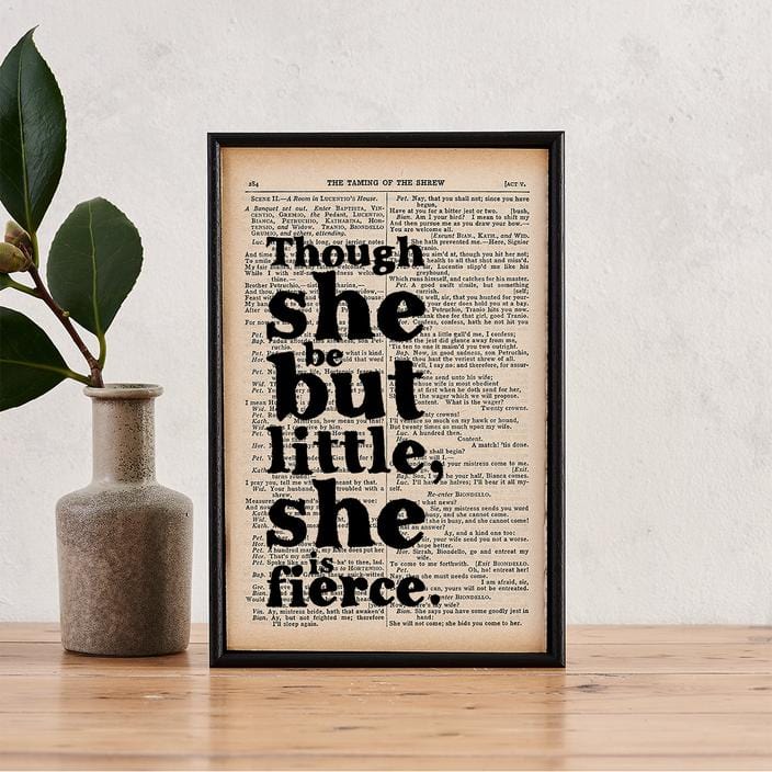 Bookishly Shakespeare 'She is fierce' Framed Book Page Print