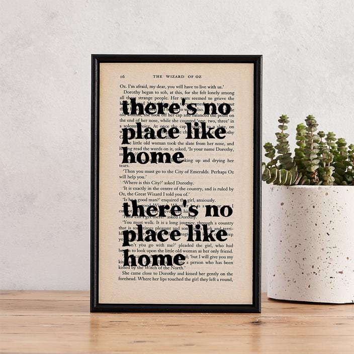 Bookishly Wizard of Oz 'No Place Like Home' Framed Book Page Print