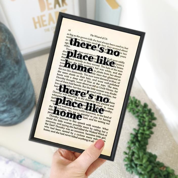 Bookishly Wizard of Oz 'No Place Like Home' Framed Book Page Print