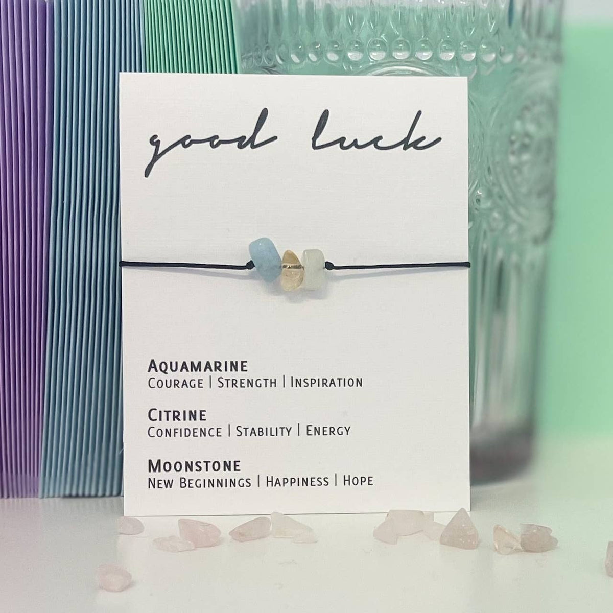 by Molly&Izzie Adjustable Crystal Bracelet - Good Luck