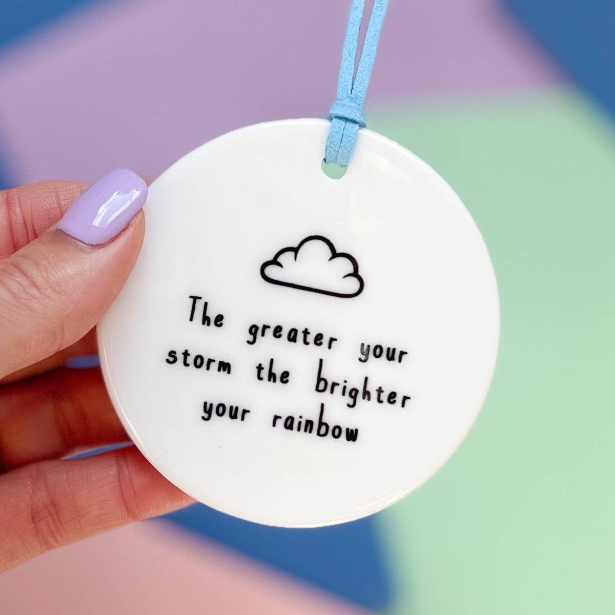 by Molly&Izzie Brighter Your Rainbow Ceramic Hanging Disc
