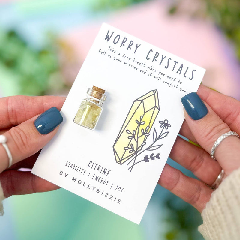 by Molly&Izzie Citrine Worry Crystal on Card