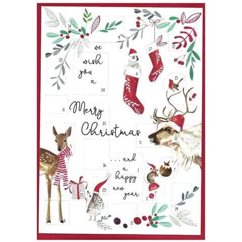 Cinnamon Aitch Merry Christmas with Deer & Stockings Advent Calendar Card