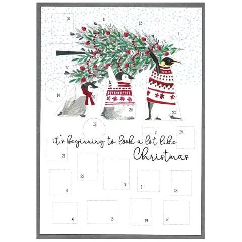 Cinnamon Aitch Penguins, It's Beginning To Look A Lot Like Christmas Advent Calendar Card