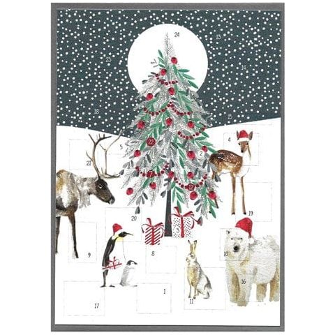 Cinnamon Aitch Tree with Woodland Animals Advent Calendar Card
