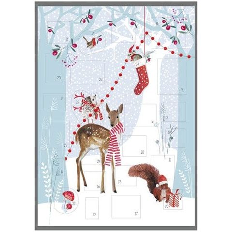 Cinnamon Aitch Woodland Scene with Deer & Stocking Advent Calendar Card