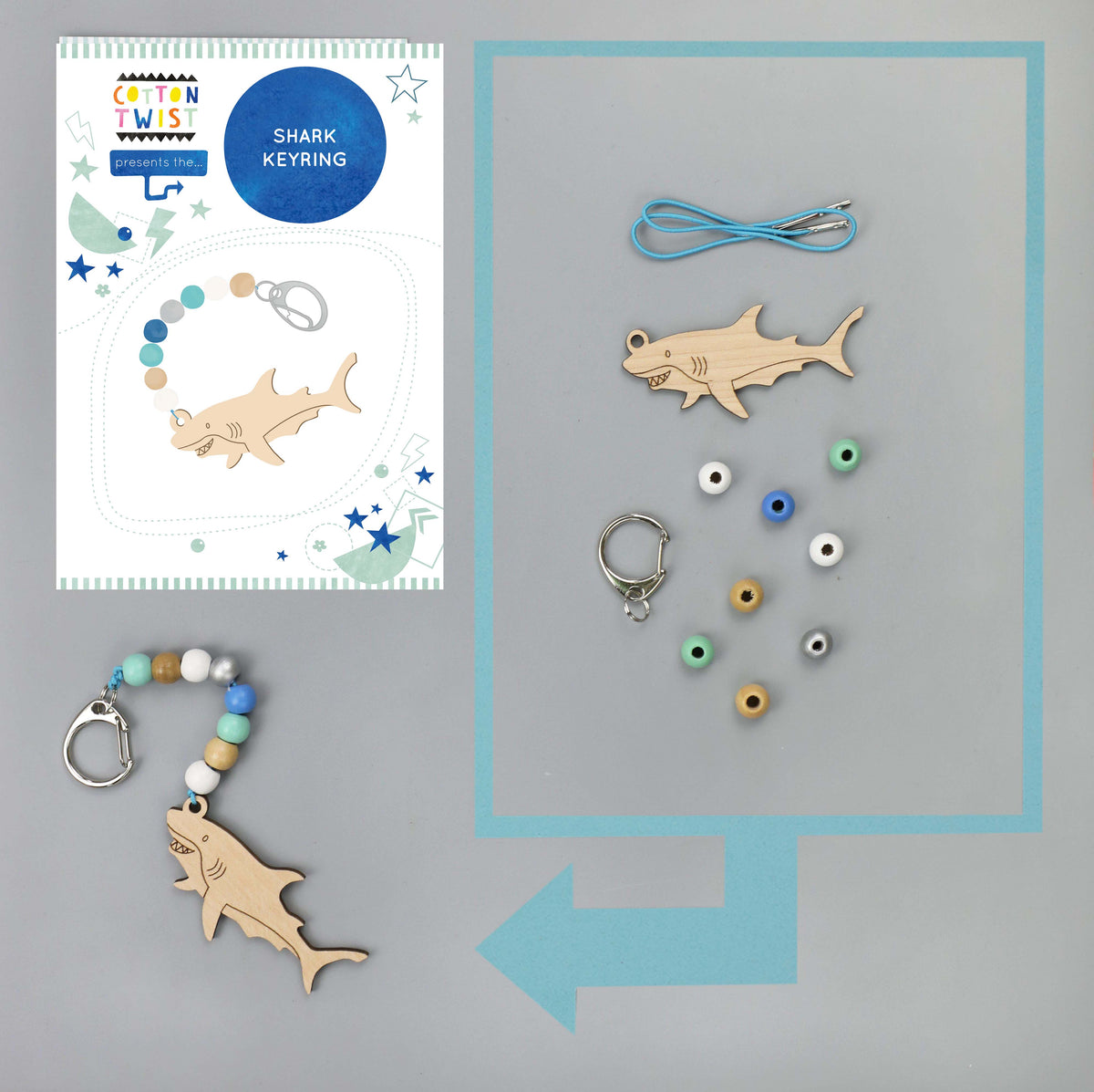 Cotton Twist Make Your Own Shark Keyring Kit