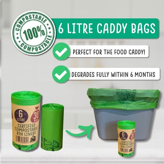 Eco Green Living 6 Litre Compostable Caddy Bags