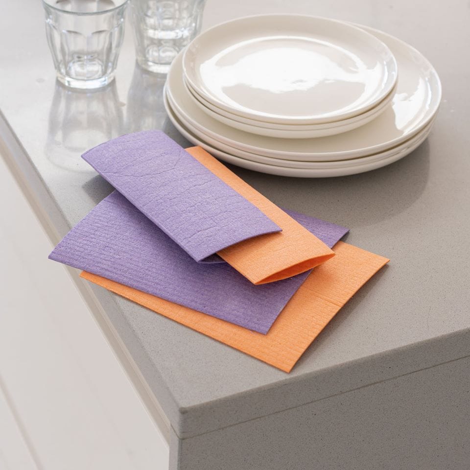 Ecoliving Orange & Purple Compostable Sponge Cleaning Cloths