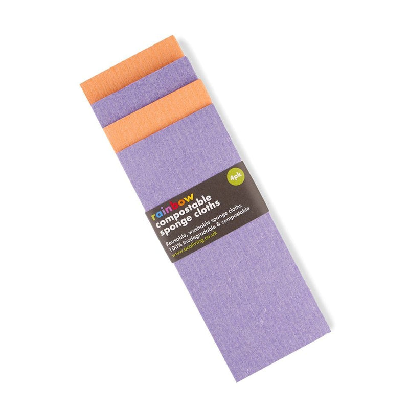 Ecoliving Orange & Purple Compostable Sponge Cleaning Cloths