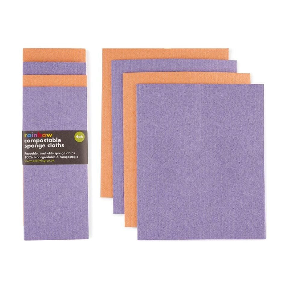 Ecoliving Orange & Purple Compostable Sponge Cleaning Cloths