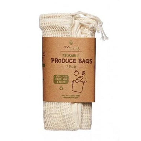 Ecoliving Organic Produce Bags - 3 Pack