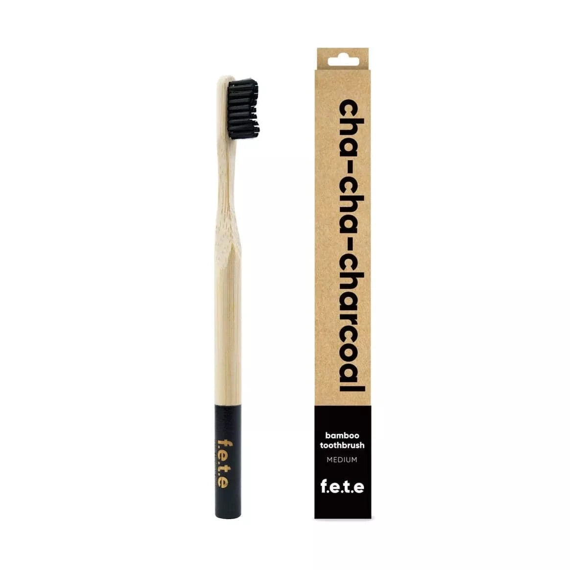 FETE Charcoal Adult's Medium Bamboo Toothbrush