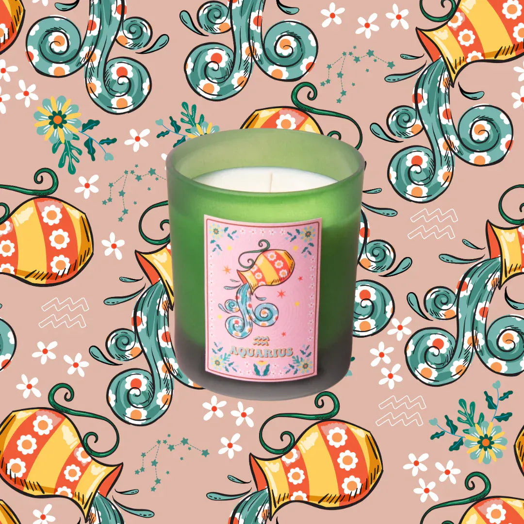 Flamingo Candles Aquarius  Frosted Green Candle