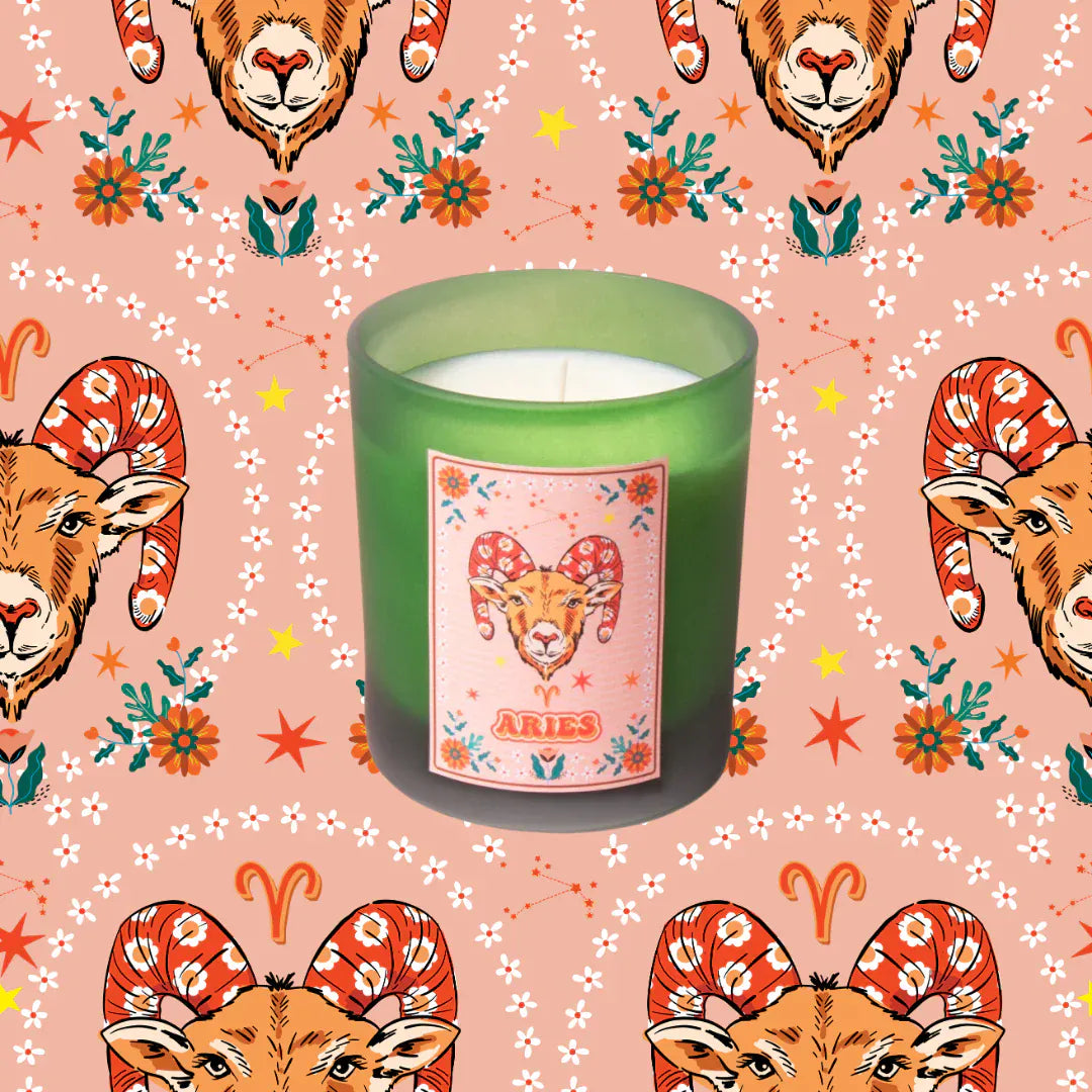 Flamingo Candles Aries Frosted Green Candle