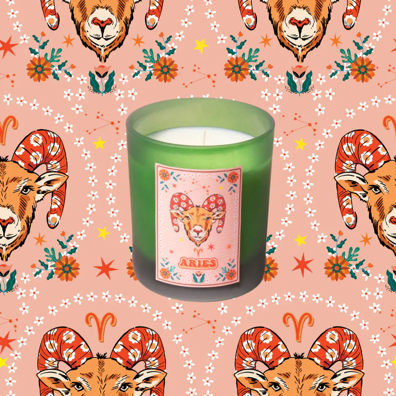 Flamingo Candles Aries Frosted Green Candle