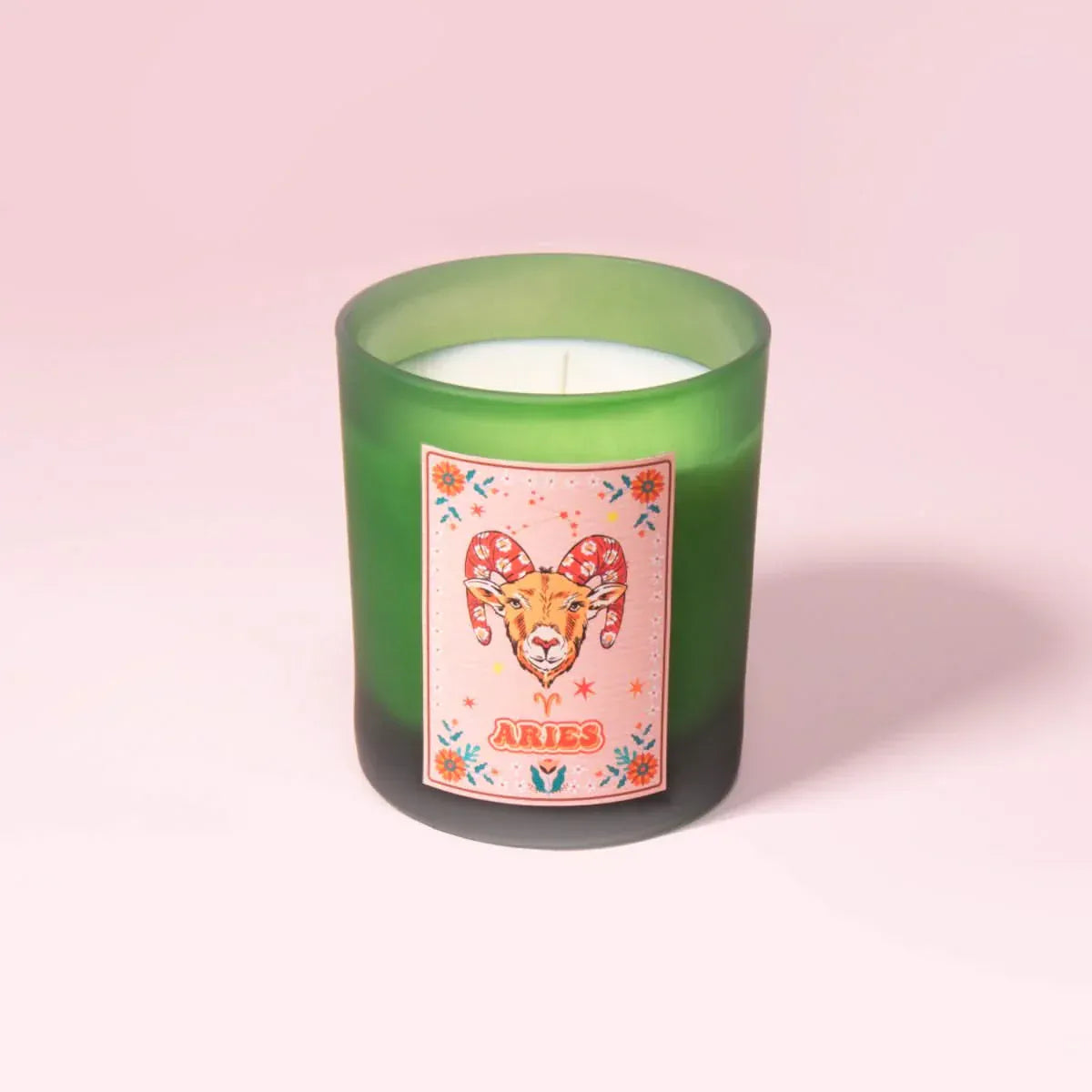 Flamingo Candles Aries Frosted Green Candle