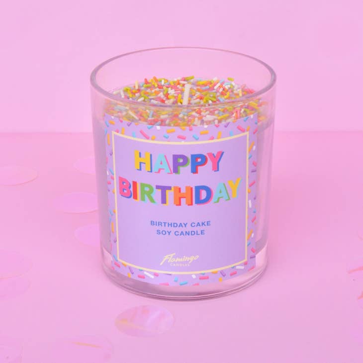 Flamingo Candles Birthday Cake Happy Birthday Sprinkle Candle