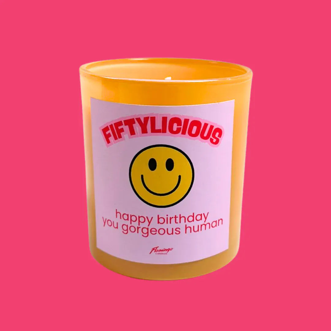 Flamingo Candles Fiftylicious 50th Birthday Candle