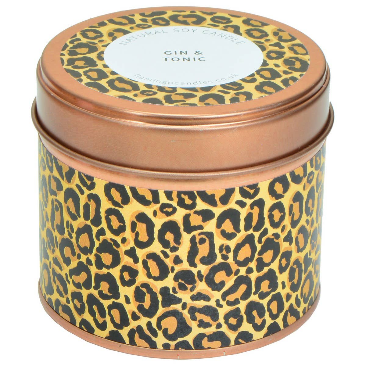 Flamingo Candles Gin & Tonic Leopard Print Tin Candle