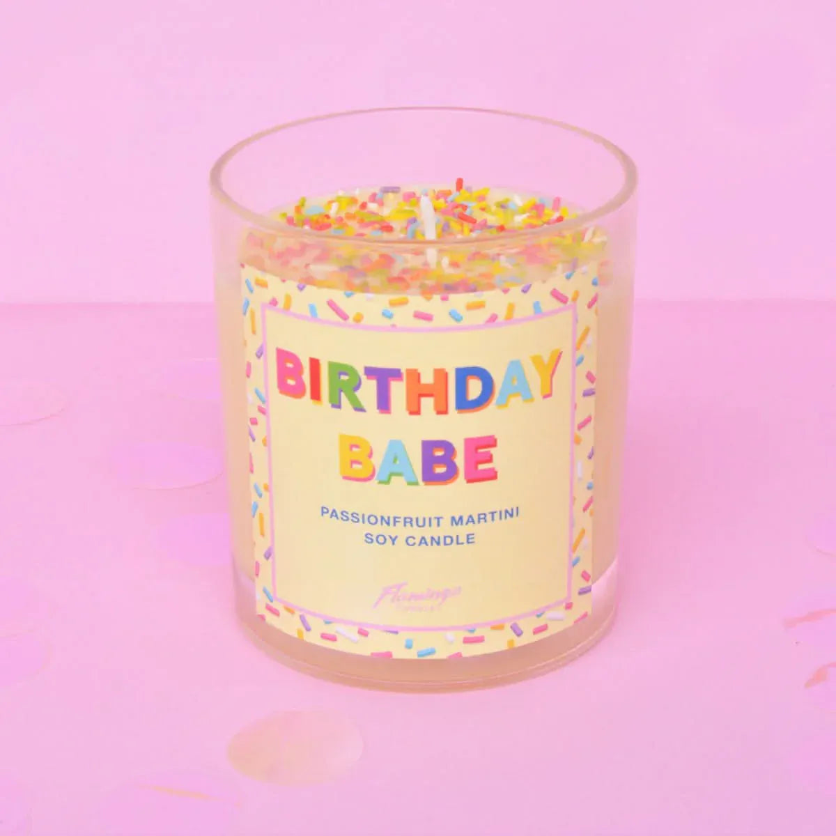 Flamingo Candles Passionfruit Martini Birthday Babe Sprinkle Candle