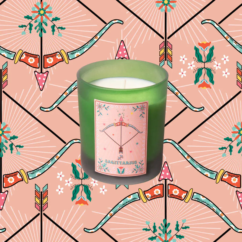 Flamingo Candles Sagittarius Frosted Green Candle