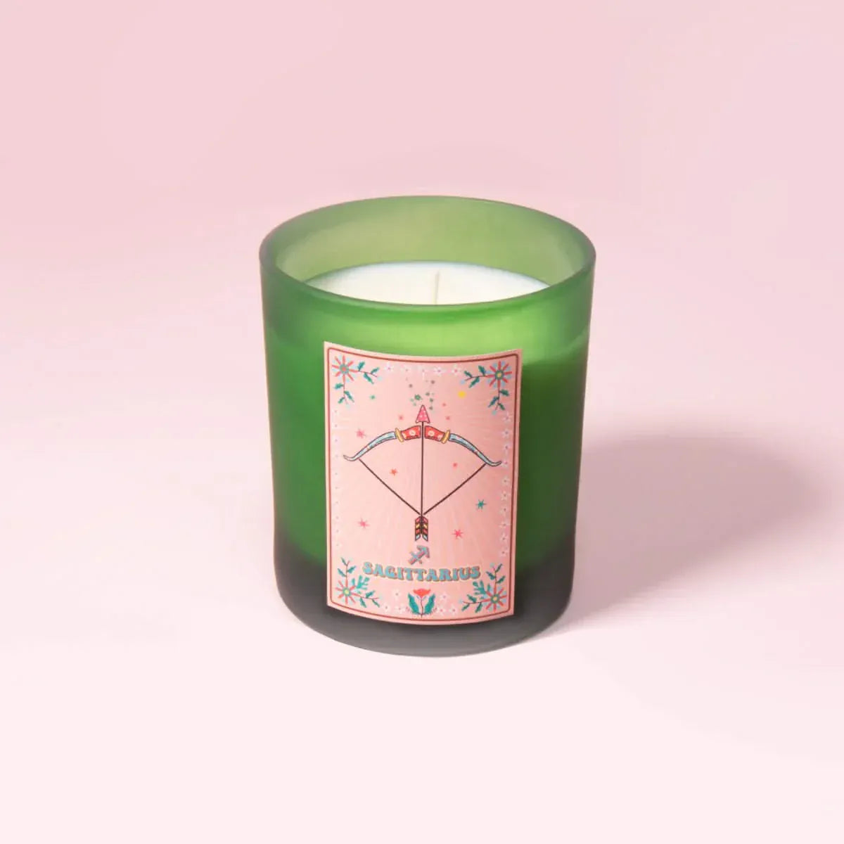 Flamingo Candles Sagittarius Frosted Green Candle
