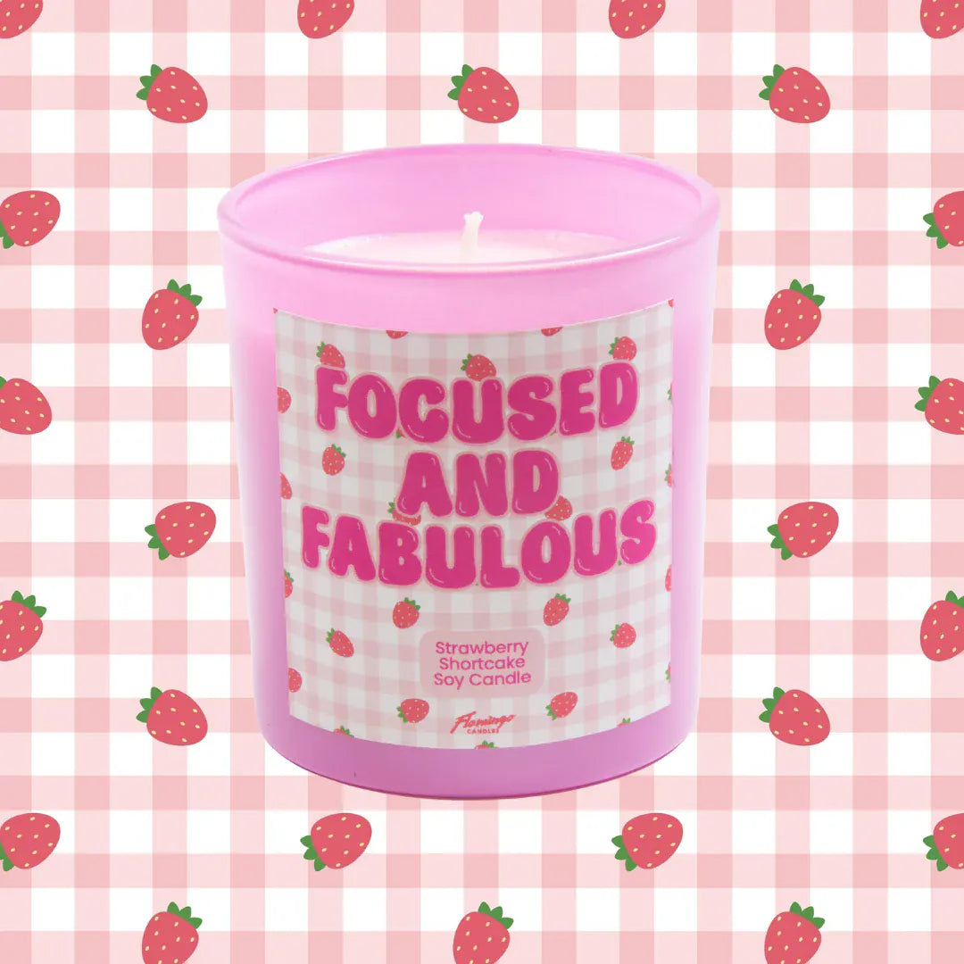Flamingo Candles Strawberry Shortcake Focused and Fabulous Candle