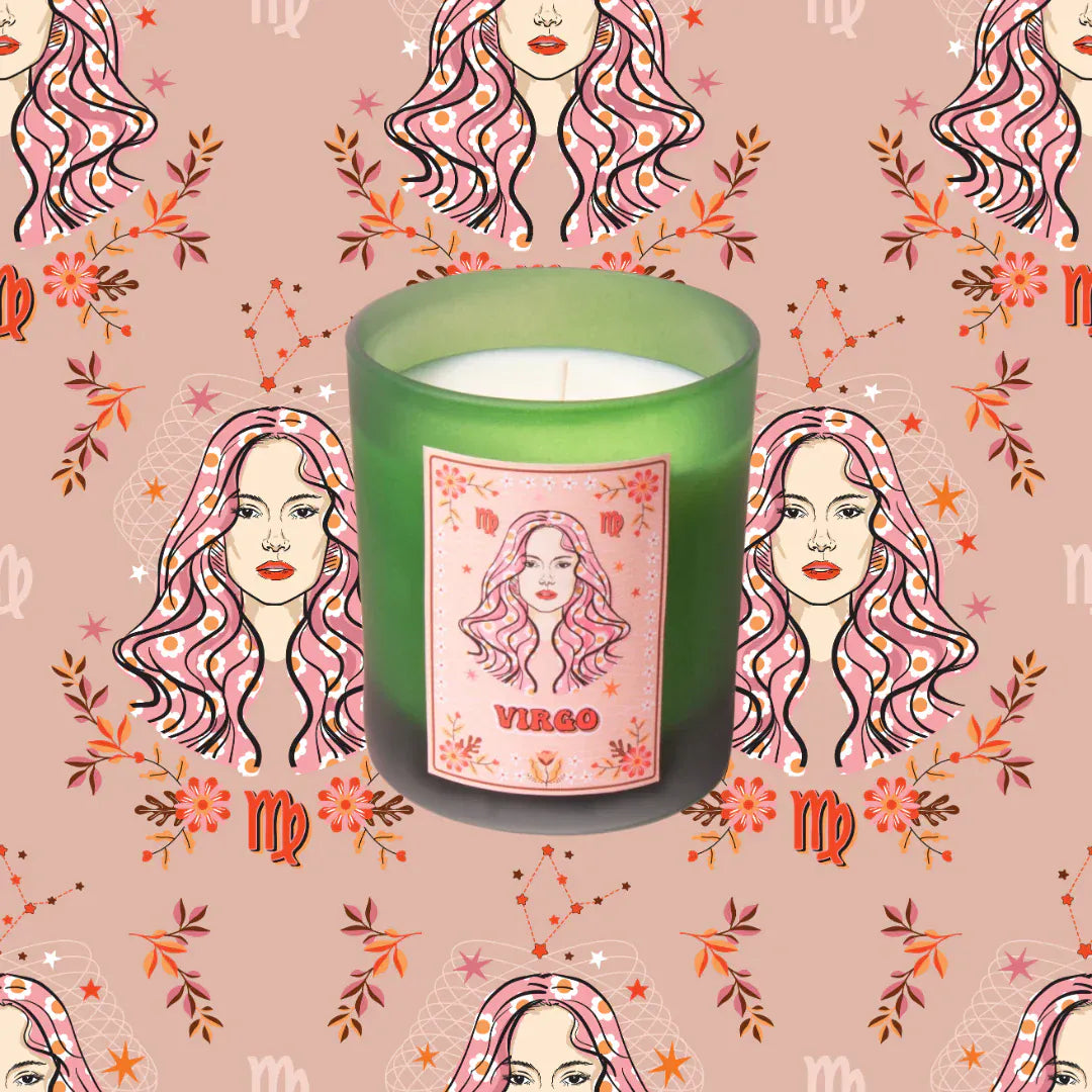 Flamingo Candles Virgo Frosted Green Candle