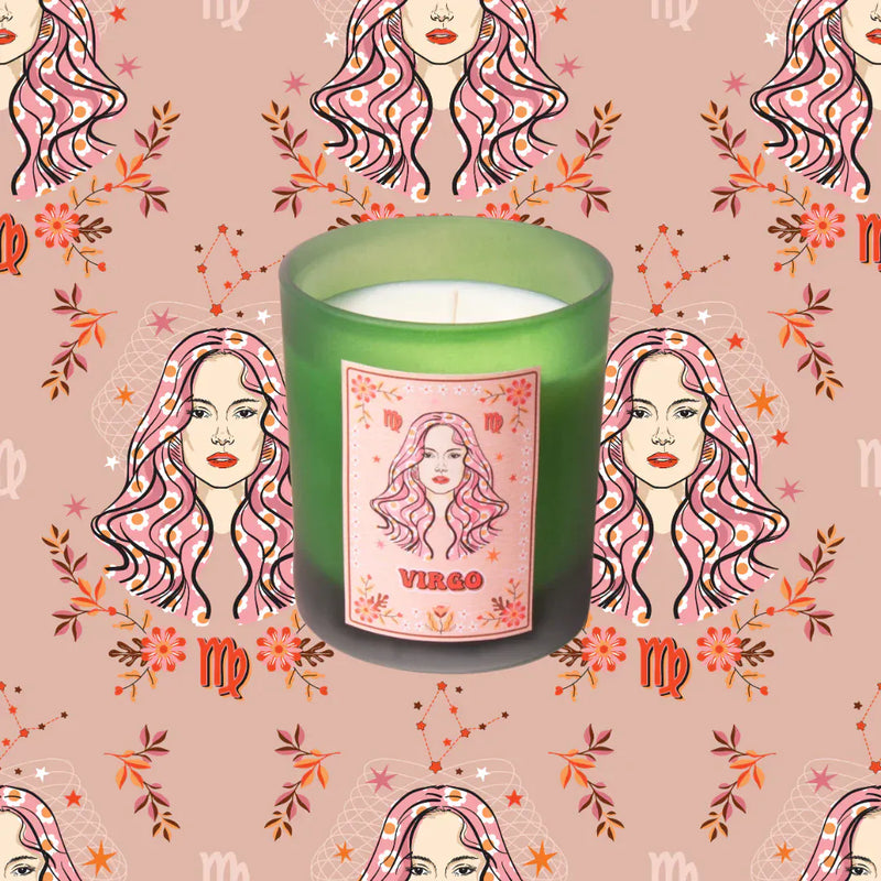 Flamingo Candles Virgo Frosted Green Candle