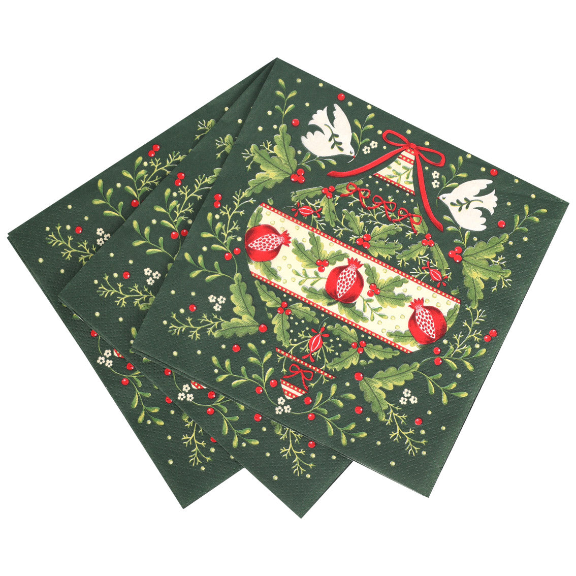 Folklore Green Christmas Paper Napkins - 20 Pack