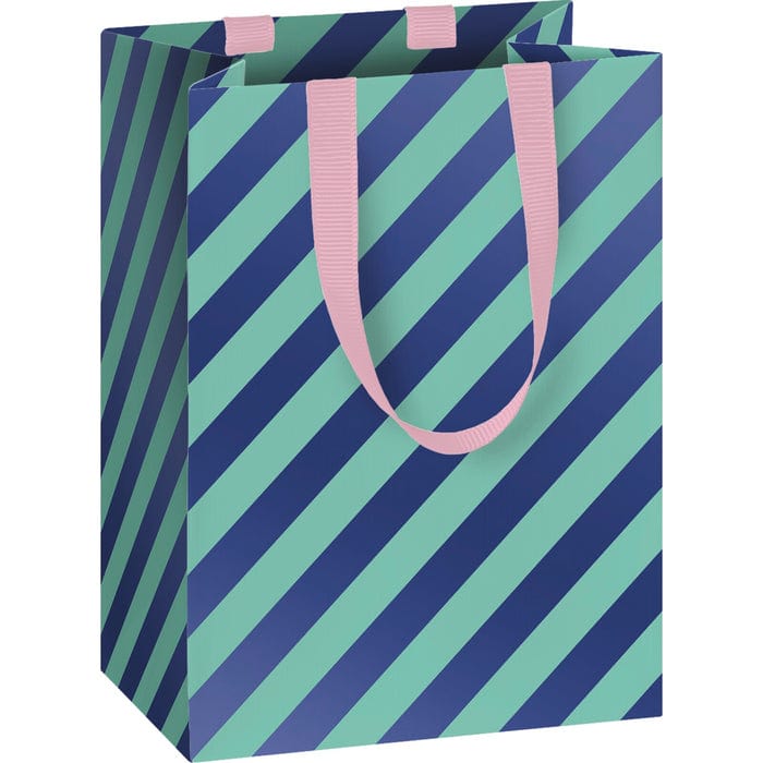 Giftwrap UK Blue & Turquoise Stripe Bright Mini Gift Bag