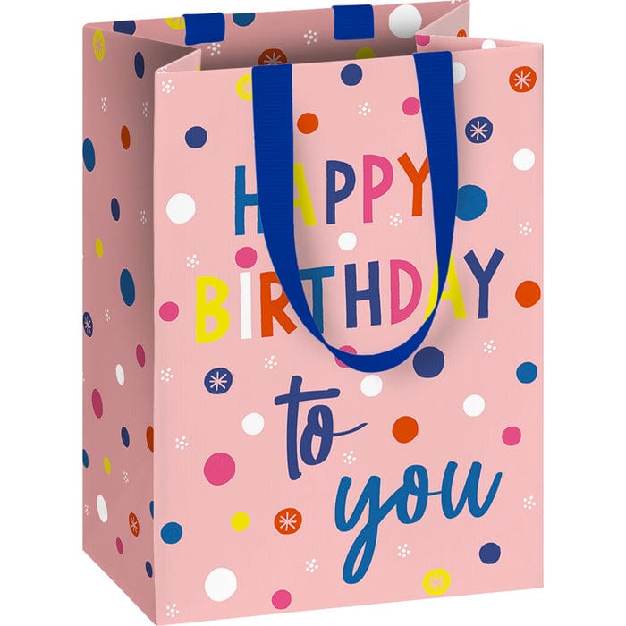 Giftwrap UK Pink 'Happy birthday to you' Bright Mini Gift Bag